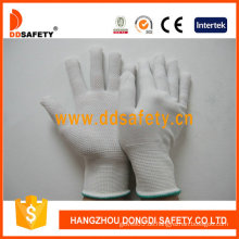 Weiße PVC Punkte One-Side-Nylon-Schutzhandschuhe mit CE (DKP413)
